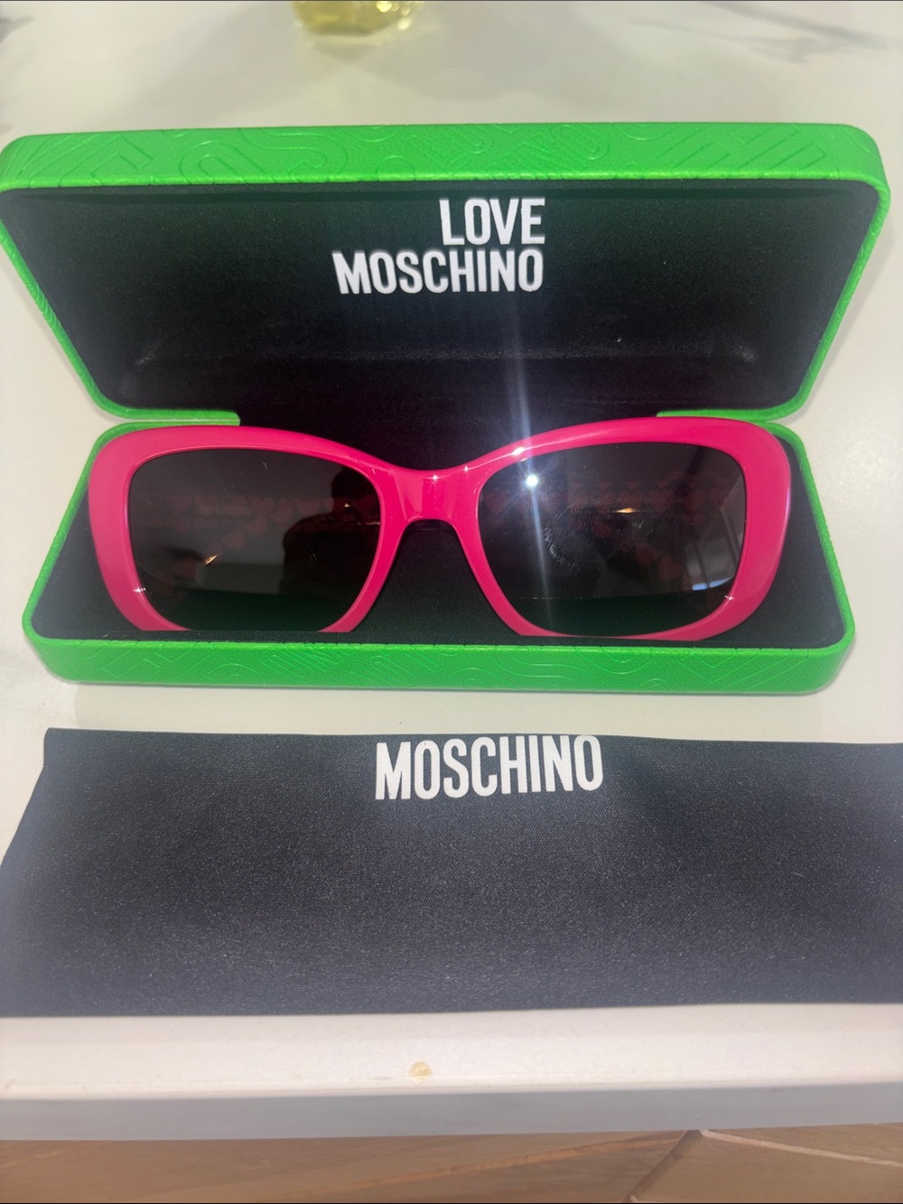 NWoT Love Moschino Hot Pink Rectangular Women's Sunglasses